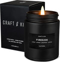 Craft & Kin Premium Smoky Fireside Candle | Scented Candles for Men | Men Candles with Wood Wicked | Long Lasting with 45 Hour Burn Time - 7.6oz