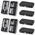 Hanaive 6 Set Manicure Set 48 Pcs Nail Clippers Pedicure Kit Gift for Mother's Day 8 in 1 Stainless Steel Grooming Kit Professional Nail Care Tools with Luxurious Travel Case for Men Women(Black)