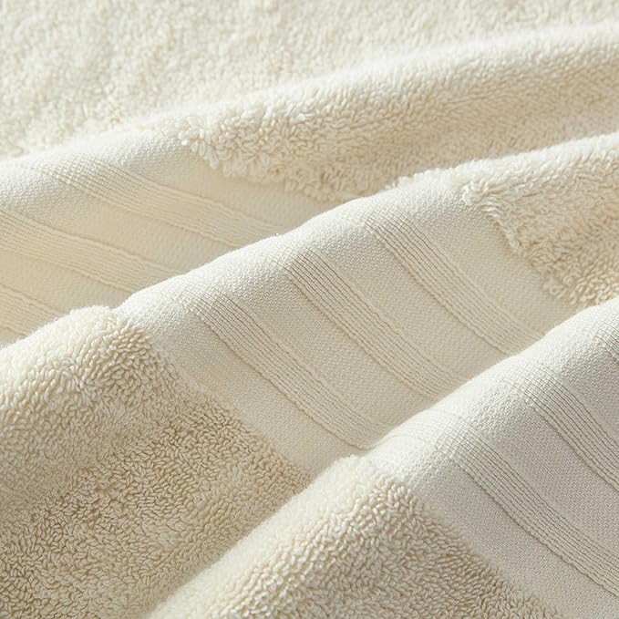 Martha Stewart - Bath Towels, Soft & Absorbent 100% Cotton Towels, Plush 700 GSM, 6-Piece Bathroom Towel Set with Textured Dobby Weave (Skyland Manor Beige)