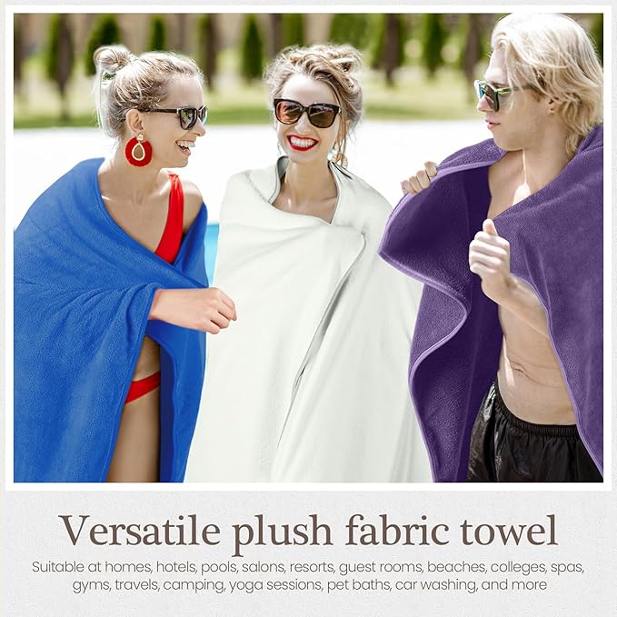 VitalCozy Set of 6 Large Bath Towels for Bathroom 28 x 55 Inches Soft Absorbent Shower Towels Bulk for Daily Use Gym Beach Pool Hotel (Light Color)