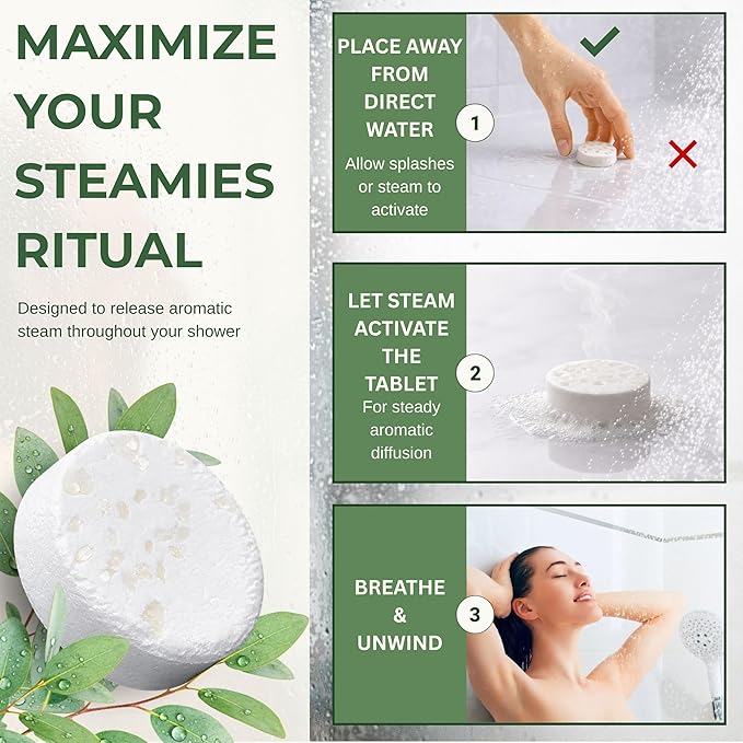 STEAMIES Shower Steamers Aromatherapy Breathe Easy 15 Pack – Premium Eucalyptus Essential Oils Tablets with Peppermint & Tea Tree, Stress Relief Self Care – Mothers Day Gifts for Mom, Gifts for Women