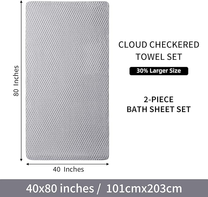 Extra Large Bath Towel Sheet-40x80 Inches Oversized,Super Soft,Quick Dry,Microfiber Shower Towels Highly Absorbent,Plush Bathroom Towels for Adults, Premium Quality (Gary, 2PCS)
