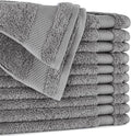 BIOWEAVES 100% Organic Cotton 700 GSM Plush Washcloths 13" x 13" GOTS Certified - Light Grey, Pack of 12