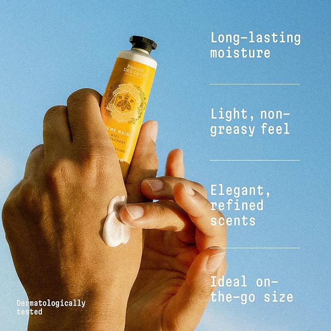Panier des Sens - Mini Hand Cream Set - Gift Set for Women - Almond, Citrus & Honey - Natural Moisturizing Hand Cream - Mothers Day Gift Ideas - Made in France - Travel Size Hand Lotion 3 x 1 Fl Oz