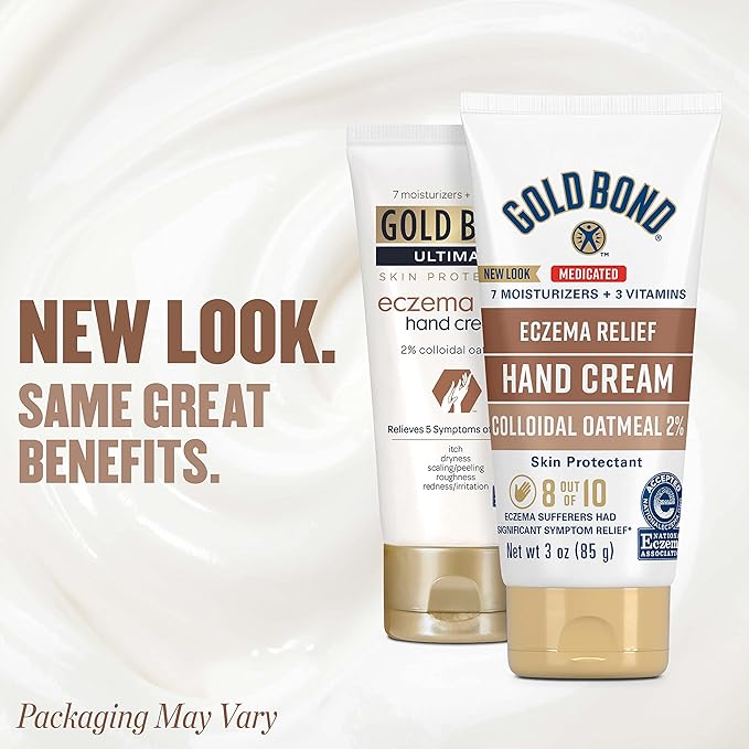 Gold Bond Hand Cream for Eczema Relief, Skin Protectant Cream With 2% Colloidal Oatmeal 3 oz. (Pack of 2)