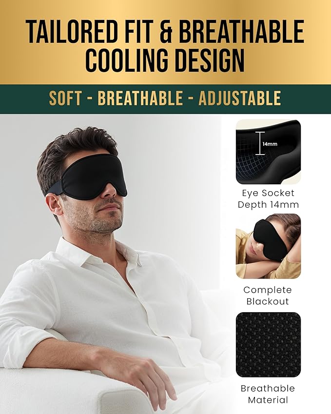 MagnetRX® Magnetic Sleeping Mask – Effective Magnetotherapy Magnetic Sleep Masks for Men & Women with 11 Neodymium Magnets – 100% Blackout Sleep Mask for Deep Relaxation, Travel & Meditation