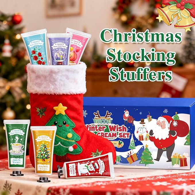 VISCOO 12 Pack Christmas Hand Cream Gift Set for Women, Mini Hand Lotion for Dry Cracked Hands Travel Size,Christmas Gifts in Bulk for Party Favors,Stocking Stuffers for Women Teen Girls Holiday Gifts