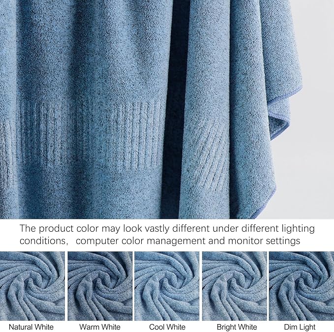 SEISSO Large Bath Towels Set of 4-35 x 63 Inches Super Absorbent & Lightweight Quick Drying Bamboo Viscose Towels, Oversized Bath Towel for Beach, Travel, Gym, Sauna, Camp, Pool - Light Blue