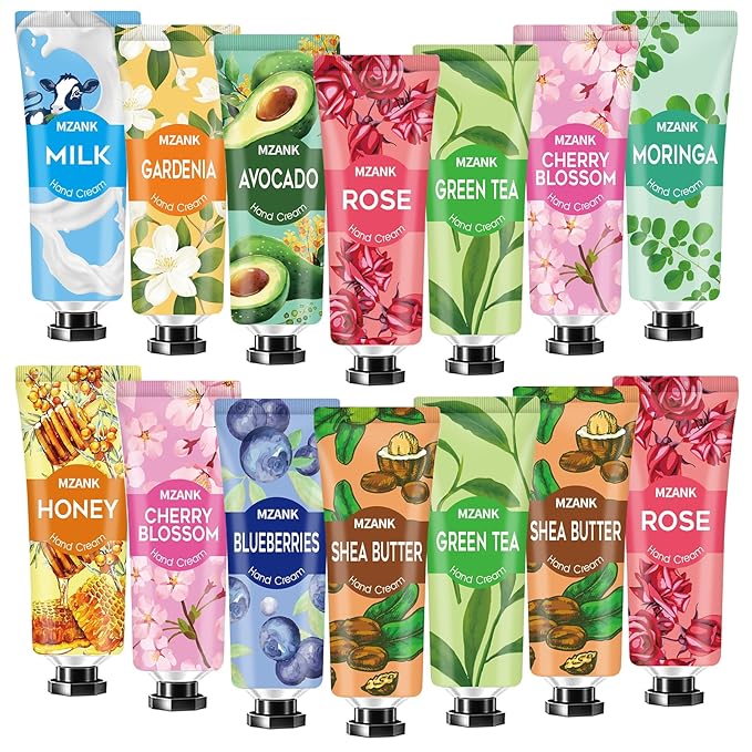 MZANK 14 Pack Hand Cream for Dry Cracked Hands,Mothers Day Gifts,Teacher Appreciation Gifts,Nurses Week Gifts,Bridesmaid Gifts,Birthday Gifts for Women,Hand Lotion Travel Size