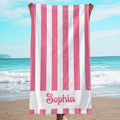 JML Personalized Beach Towel with Name, Custom Cabana Stripe Beach Towel, Customized Microfiber Pool Towel, Quick Dry & Absorbent Swim Towel for Adult,Anniversary, Birthday, Summer Holiday,Vacation
