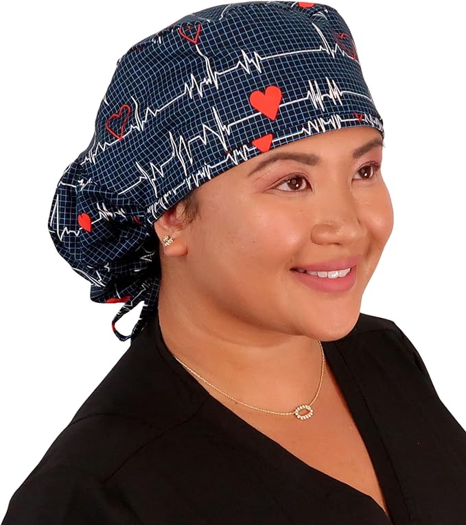 Sparkling EARTH Big Hair Ponytail Classic Surgical Style Scrub Working Cap - Made in The USA!!!