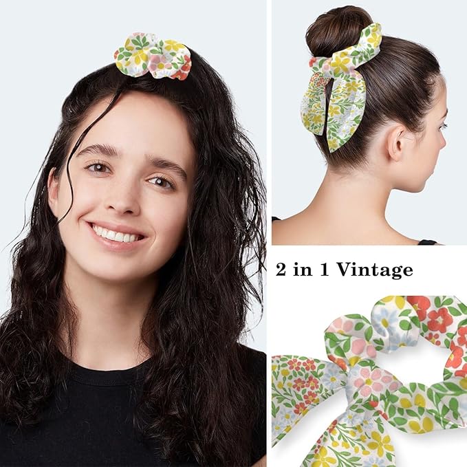 Scrub Caps Women Nursing Hats Floral Flowers with Buttons Ponytail Working Adjustable Pouch Tie Back