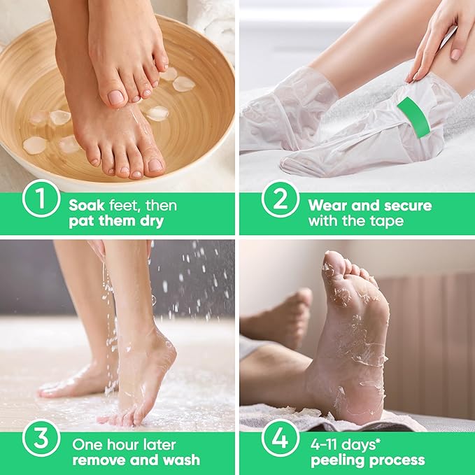 Foot Peel Mask - Foot Mask for Baby Soft Skin - Remove Dead Skin, Dry, Cracked Feet & Callus, Foot Spa, Made with Aloe Vera Extract for Women and Men (2 Pairs) | Peppermint
