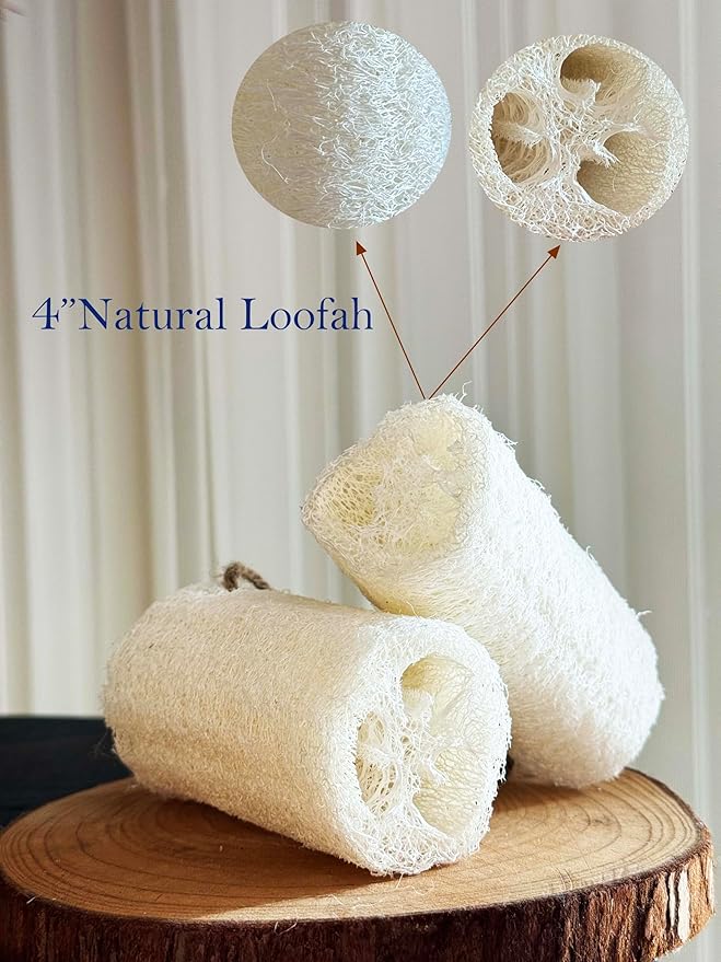 100% Natural Loofah Exfoliating Body and Face Sponge Scrubber for Skin Care in Bath Spa Shower - Pack of 12 - Eco-Friendly and Biodegradable Shower Luffa