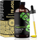 Peppermint Essential Oil, Peppermint Oil 4 Fl Oz 120ML for Diffuser Humidifier Yoga Cleaning DIY Candle Soap Making Perfume Gift Essential Oils FRAOIL (Peppermint 4 Fl Oz (Pack of 1))