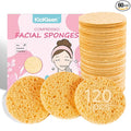 120-Count Compressed Facial Sponges|Kickleen 100% Natural Cellulose Cosmetic Spa Sponges for Daily Facial Cleansing|Makeup And Mask Removal|Exfoliating|Skin Massage|Pore Exfoliation (120Count(Yellow))