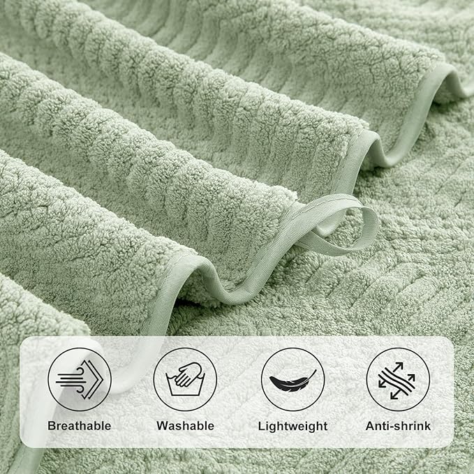 8 Piece Sage Green Bath Towels Set,2 Oversized Large Bath Sheets,2 Hand Towels and 4 Washcloths,600 GSM Soft Fluffy Luxury Towel Set,Highly Absorbent Quick Dry Towel Collection for Bathroom,Home,Hotel