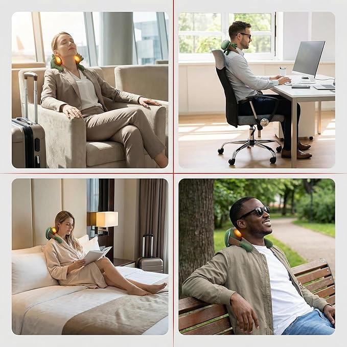 Neck and Shoulder Massager with Heat, Deep Tissue 4D Kneading Massage Pillow, Real Hand Simulation 5-Finger Massage, Hands-Free Strap, Pain Relief for Neck, Back & Shoulders