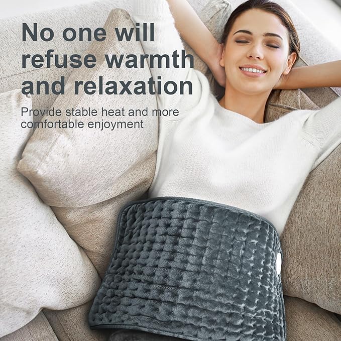 Heating Pad for Back, Electric Heating Pads for Cramps/Abdomen/Waist/Shoulder with 6 Heat Settings and Auto-Off, Moist/Dry Heat pad, Mothers Day Gifts for Mom Women Wife Grandma, 12" x 24" (Dark Gray)