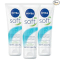 NIVEA Soft Refreshingly Soft Moisturizing Cream, Lightweight Moisturizer for Face, Body and Hands, Body Cream Enriched with Jojoba Oil and Vitamin E, 2.6 Oz Tube, Pack of 3