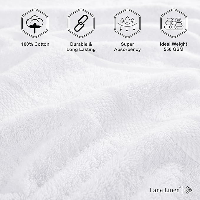 LANE LINEN 100% Ring Spun Cotton Bath Sheets - 2 Pack (35"x66") - Fade Resistant, Quick Dry & Highly Absorbent - Extra Large Bath Towels, Premium Hotel Quality Luxury Towel Sets - White Bath Towels