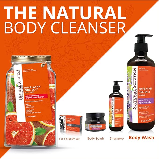 Natural Solution Pink Salt Body Soak with Blood Orange – 3 lbs of Organic Joint & Muscle Relief Soak for Relaxation, Rejuvenation, and Soothe Sore Muscles