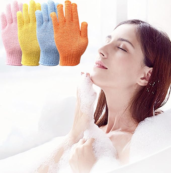 IBLUE Shower Gloves,Double Sided Exfoliating Bath Body Scrub Gloves For Women & Men Deep Clean Skin Spa Bathing,#P207