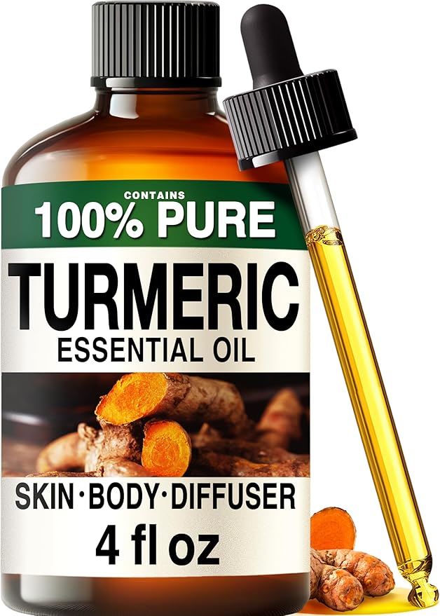 100% Pure Turmeric Oil - 4 Fl Oz Turmeric Essential Oil for Hair, Skin, Diffuser, Aromatherapy & DIY Soap Making Scent