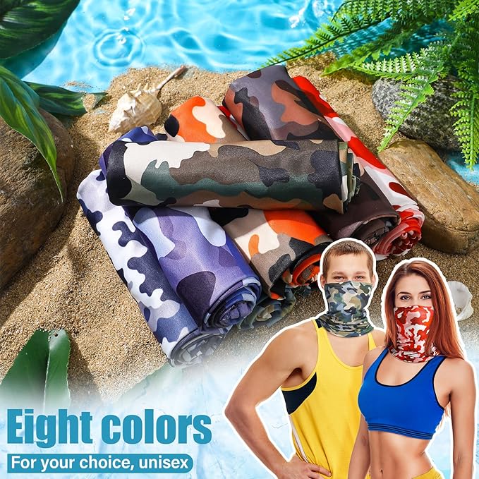 SATINIOR Summer Camo Neck Gaiter UV Protection Cooling Face Mask Sun Hood Bandanas for Men Women Sunscreen Breathable Bandana