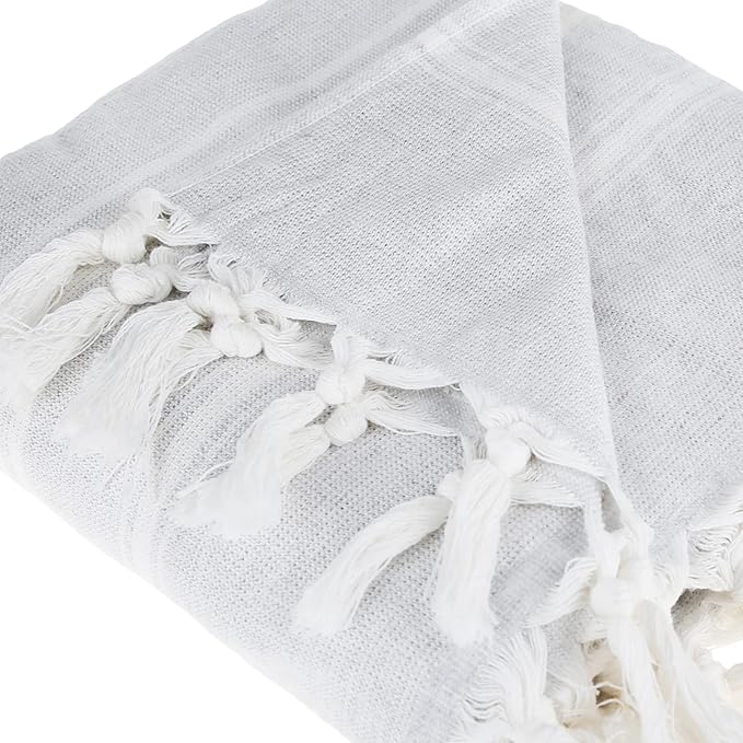 Beach Towel | Cotton Beach Towels, Easy to Carry, Sand Free, Highly Absorbent, Quick Dry, Turkish Towels for Travel Camping Bath Sauna Beach Gym Fitness Pool Yoga SPA by Lahammam, Asena, Gray