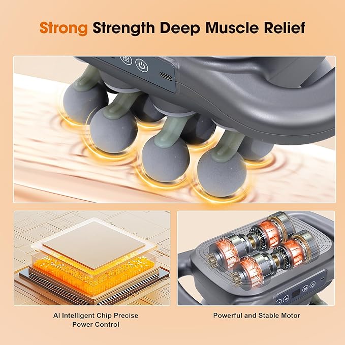 16 Head Massage Gun Set, Deep Tissue Percussion Massager, Electric Massage Tools with 9 Styles & Levels, Dark Grey