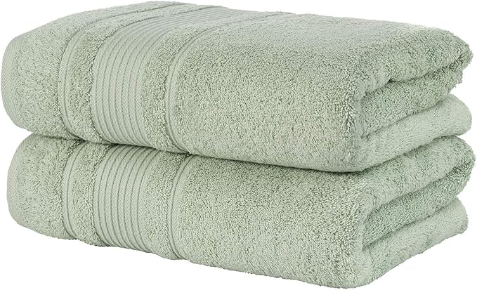 Personalize Your Towels with Custom Embroidery: Names, Monograms, and Initials. Perfect for Bathroom, Spa, Gym, Shower, Kids, Adults, Pool, Travel, Gifts, 2-Piece Bath Towels Set - Green