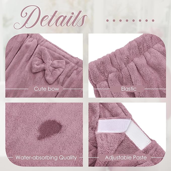 Xtinmee 2 Sets Plus Size Womens Wrap Towel with Hair Towel Bath Towel Wrap Shower Dress Towel Spa Wraps for Women's Bathrobe (Purple)