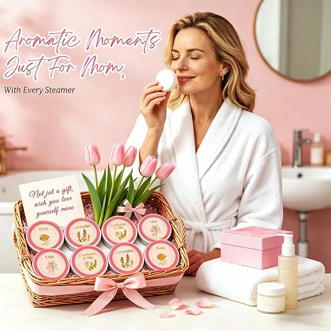 Mothers Day Gifts for Mom, Shower Steamers Aromatherapy, Birthday Gift for Women Grandma Wife Sister from Son Daughter, Shower Bombs Natural Essential Oil Self Care Relaxation, Pink
