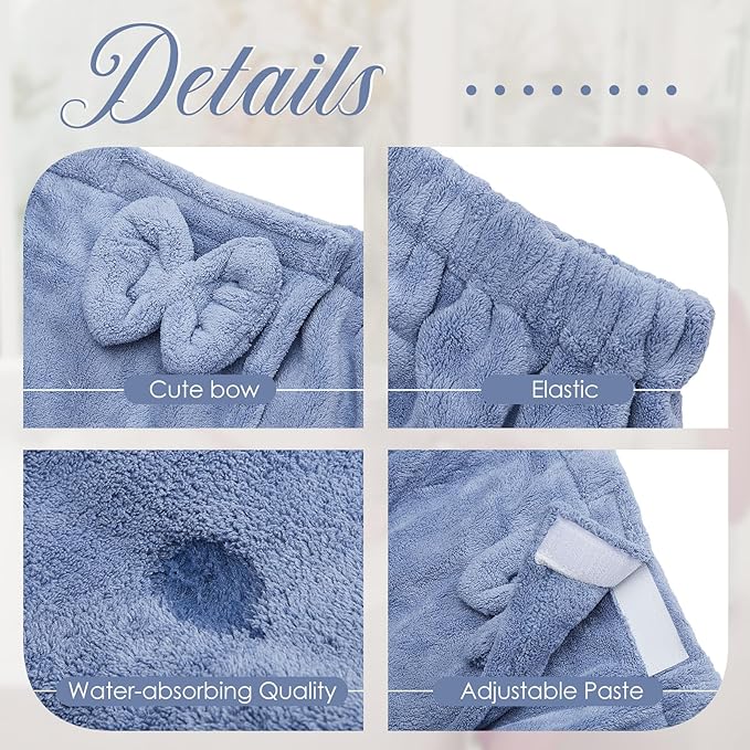 Xtinmee 2 Sets Plus Size Womens Wrap Towel with Hair Towel Bath Wrap Shower Spa Wraps for Women's Bathrobe (Blue)
