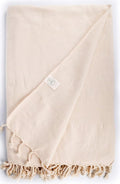 Bersuse 100% Cotton Ventura XL Throw Blanket for Couch - 100% Cotton - 60x90 Inches, Ivory