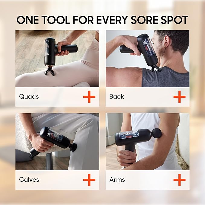 Sharper Image PowerBoost Circuit Massage Gun [2026 Version] Deep Tissue Percussion Massager with 6 Speeds for Back, Shoulders, & Full Body Muscle Pain Relief, with 4 Attachments & Travel Case