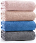 sakano Quick-Drying Microfiber Towel Set - 4-Piece Mixed Color Bath Towel Set, Highly Absorbent, Lint Free Design for Bath, Beach, and Gym -Pink+Khaki+Blue+Dark Gray, 28 x 55 inches