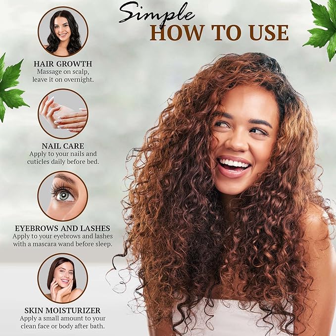 Organic Castor Oil in Glass Bottle – 16 Oz Cold Pressed & Hexane-Free – USDA Certified – Skin Moisturizer, Hair Growth Oil For Lashes, Brows, Skin & Scalp – with Pump