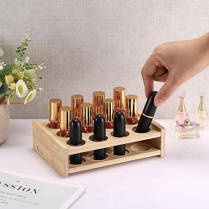 12 Slots Essential Oils Holder Essential Oil Bottle Storage Rack for 5ml 10ml 15ml Makeup Display Stand for Perfume Nail Polish Shelf Tabletop
