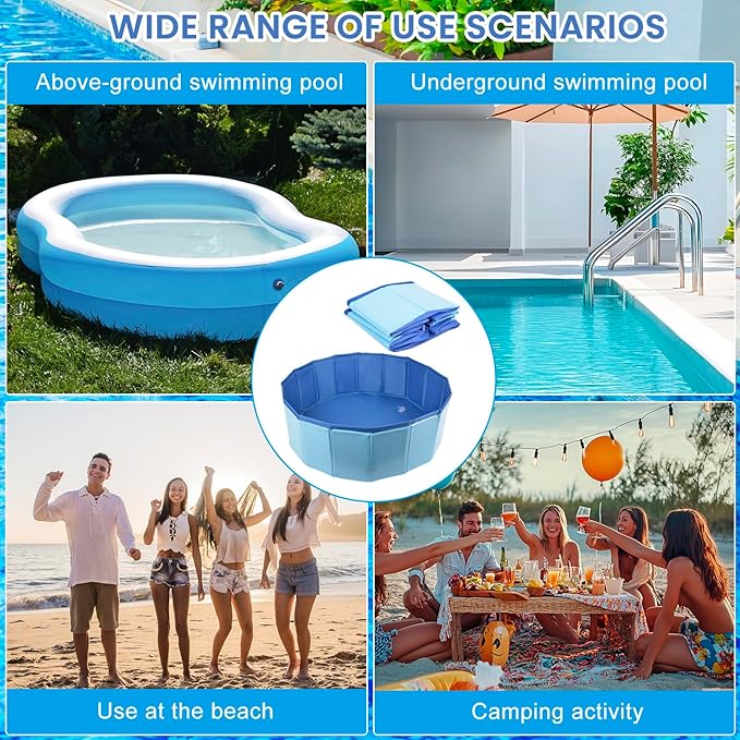 Large Pool Foot Bath Wash Tray - 23.6"x7.8" Foldable Pool Foot Bath with Bottom Drain, Portable Foot Soaking Basin for Pool Entry, Above Ground Swimming Pool Foot Cleanser, Pool Foot Wash Accessories