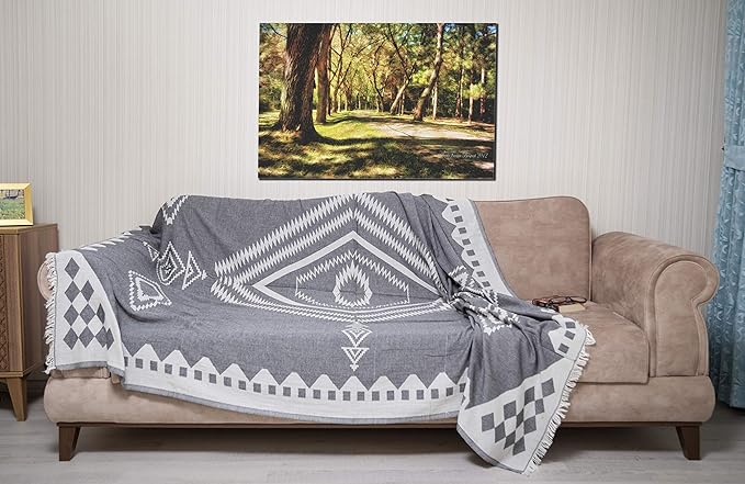 Bersuse 100% Cotton Bahamas XL Throw Blanket Turkish Towel Beach Blanket - Beach Camping Essentials - 75x90 Inches, Black