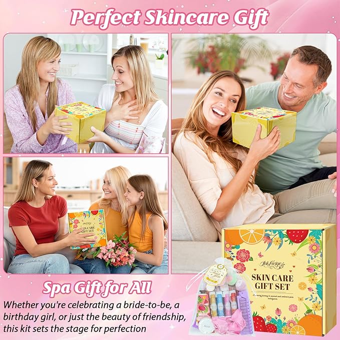 104PCS Sleepover Spa Party Supplies, Include Face Masks, Lip Balm, Hand Cream, Under Eye Patches, Lip Mask, Foot Bath Bombs, Hair Comb, Headband, Spa Birthday Kit for Women Girls Gift Skincare Set