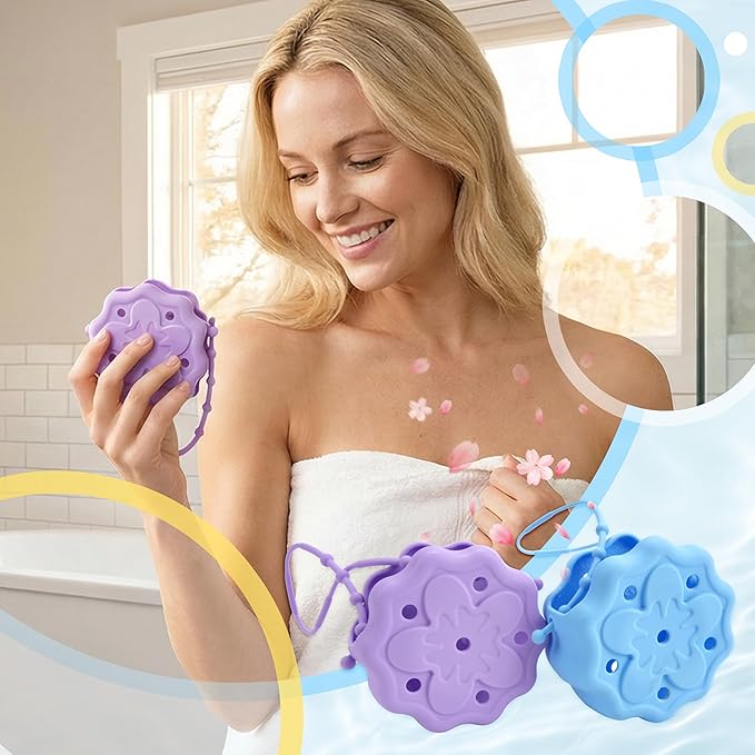 2 Packs Shower Steamer Tray, Hangable and Reusable Shower Steamer Holder/Hanger, Bath Bombs Shower Accessory, Aromatherapy Diffuser Containers, Silicone Material, Purple and Blue