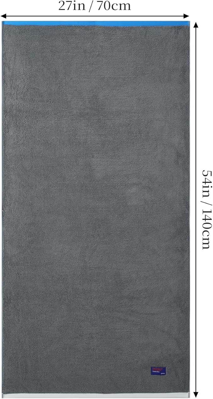 REDKISS 100% Cotton 2 Pack Luxury Bath Towels 27 x 54 Inches, Oversized Bath Towel Set, 600 GSM Ultra Soft Highly Absorbent Quick Drying Towels for Bathroom, Gym, Spa, Hotel, Light Grey