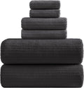 YTYC 39x78 Bath Sheets Extra Large Bath Towels Set for Adults Super Soft Absorbent Striped Microfiber Oversized Bathroom Towels - Charcoal Grey, 6 PCS