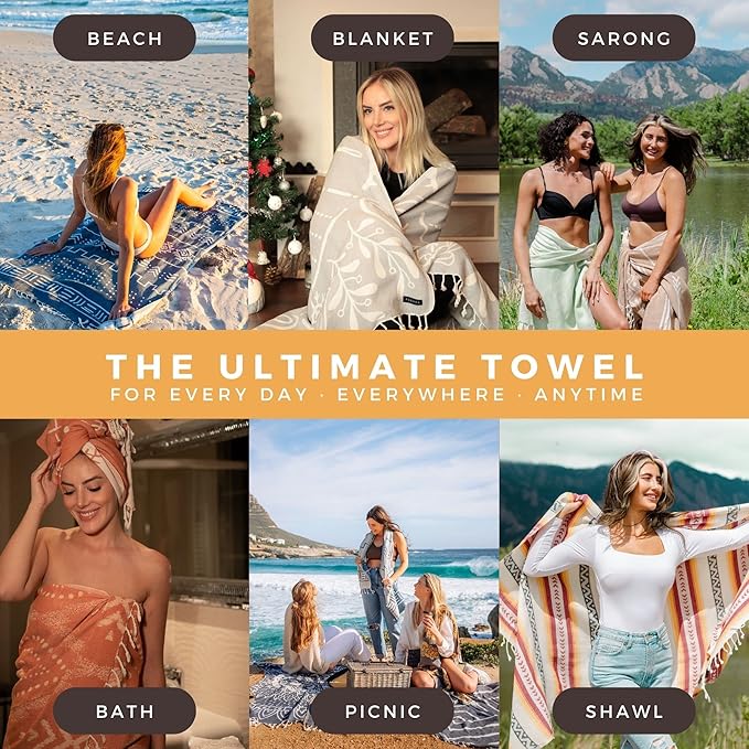 FESHKA Sand Proof Turkish Beach Towel – Oversized, Quick Dry & Lightweight Travel Towel - 100% Organic Cotton Beach Blanket - Perfect for Bath, Pool & Picnic | Sunflower (Yellow)