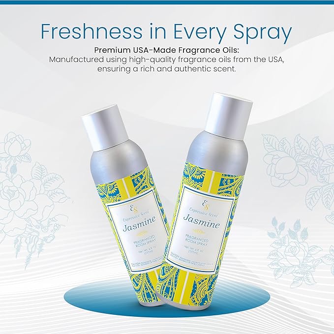 Expressive scent Room Spray Air Freshener - Long Lasting Jasmine Aroma for Home, Bathroom, kitchen, Office & Car – Air freshener for home 6 FL Oz