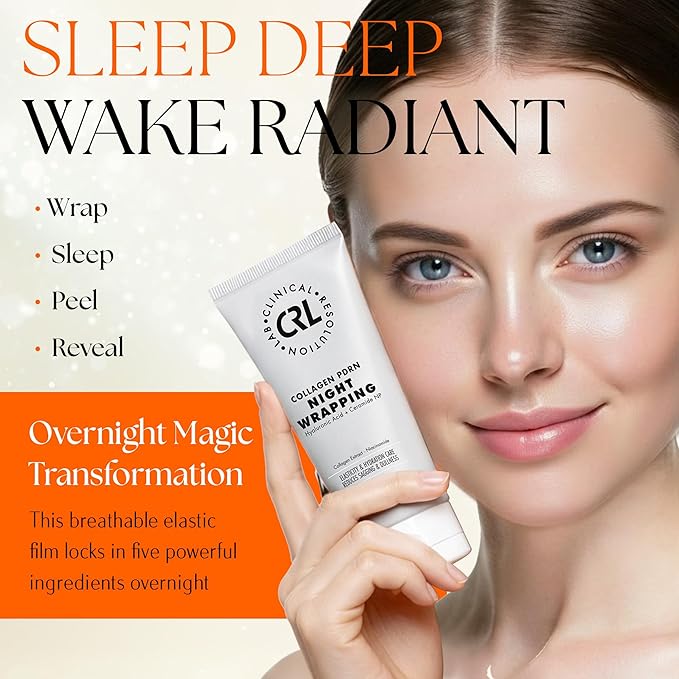 Clinical Resolution PDRN Collagen Night Wrapping Mask, All-In-One Nourish, Revitalize, Radiance for Youthful Glowing Skin Overnight Peel Off Face Mask Korean Skin Care Lab, 100ml 3 Pack