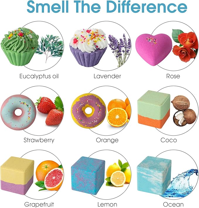 10 Bath Bombs for Kids, Bath Bomb Gift Set, Natural Bubble Bathbombs, Shea Butter Dry Skin Moisturize, Fizzy Spa Bath for Her Mom Women Kids Girls Girlfriend, Birthday, Mothers Day Gifts